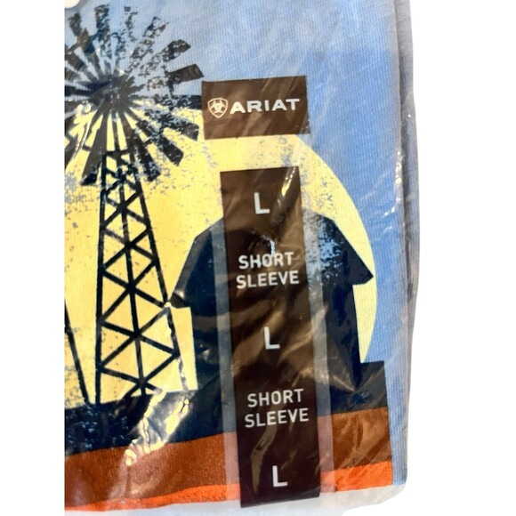 Ariat T Shirt SZ L  New with Tags Ariat Acres shirt short Sleeve Blue women - Picture 2 of 4